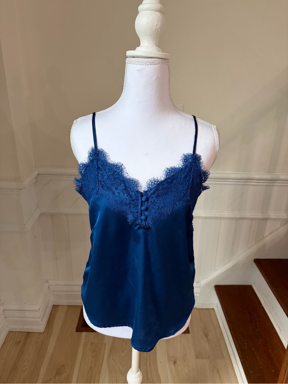 Abercrombie & Fitch Royal Blue Lace-Trim Satin Cami